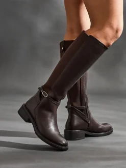 Bruin - Linzi Power High Leg Boots With Stretch Side Panel and Buckle Detail