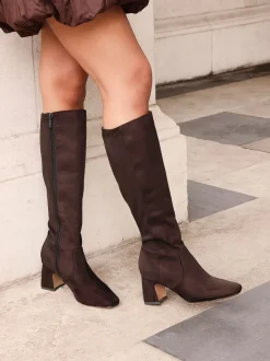 Bruin - Linzi Slate Stretch Knee High Block Heel Boots