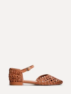 Bruin - Linzi Suki handgeweven pumps met lage blokhak