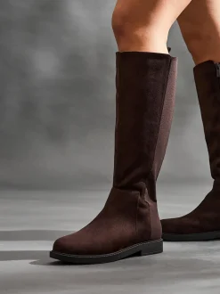 Bruin - Linzi Wide Fit Steel High Leg Boots With Stretch Panel