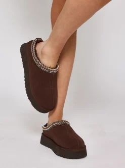 Bruin - Loungeable Platform Real Sheepskin Lined Braided Mules