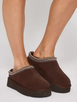 Bruin - Loungeable Platform Real Sheepskin Lined Braided Mules