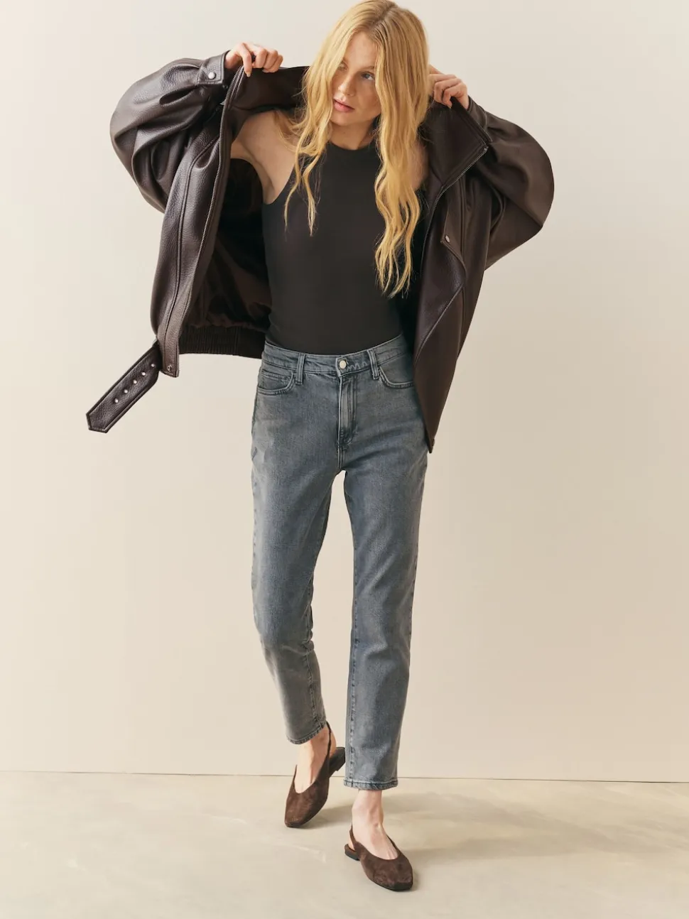 Bruin - Nothing Ordinary Faux Leather Funnel Collared Biker Jacket