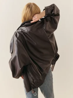 Bruin - Nothing Ordinary Faux Leather Funnel Collared Biker Jacket