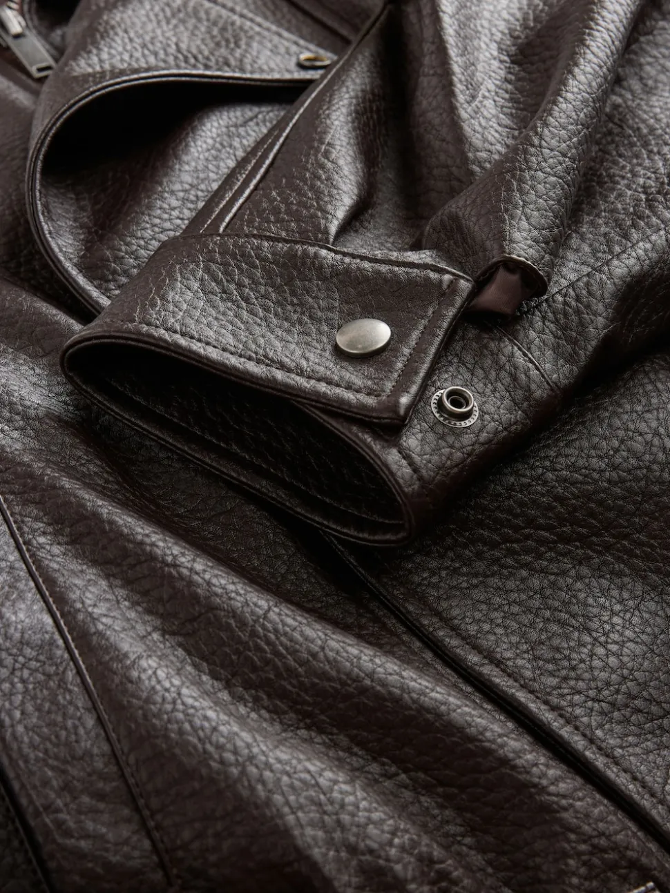 Bruin - Nothing Ordinary Faux Leather Funnel Collared Biker Jacket