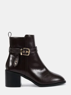Bruin - Novo Wide Fit Jasmine Round Toe Block Heel Buckle Detail Ankle Boots