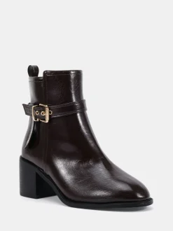 Bruin - Novo Wide Fit Jasmine Round Toe Block Heel Buckle Detail Ankle Boots