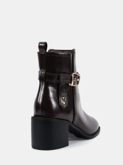 Bruin - Novo Wide Fit Jasmine Round Toe Block Heel Buckle Detail Ankle Boots