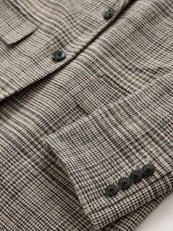 Bruin - N.Premium Check Linen Rich Single Breasted Blazer