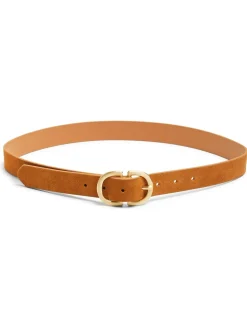 Bruin - PIECES suède riem met gesp
