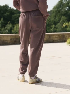 Bruin - Self. joggingbroek met boorden