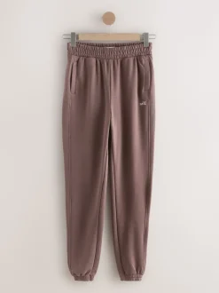 Bruin - Self. joggingbroek met boorden