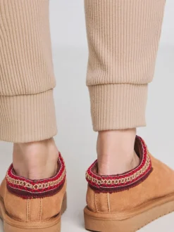 Bruin - Simply Be Bruine Muiltje Pantoffel met volledige borduursel en Wijde pasvorm