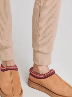 Bruin - Simply Be Bruine Muiltje Pantoffel met volledige borduursel en Wijde pasvorm