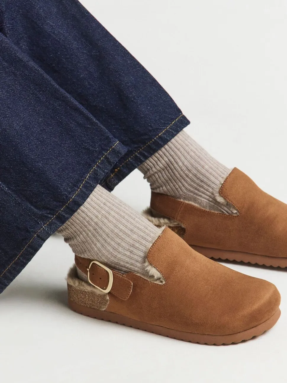 Bruin - Simply Be Fluffy Mules With Back Strap