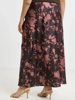 Bruin - Simply Be satijnen maxi-rok