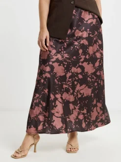 Bruin - Simply Be satijnen maxi-rok