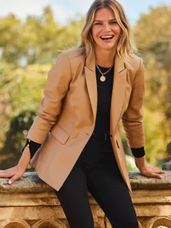 Bruin - Sosandar blazer van imitatieleer