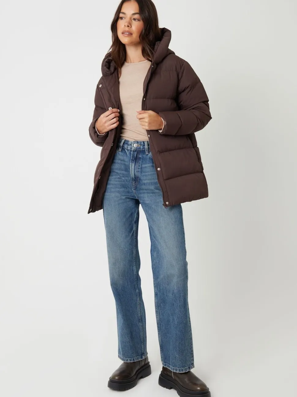 Bruin - Threadbare - Gewatteerd jack met capuchon
