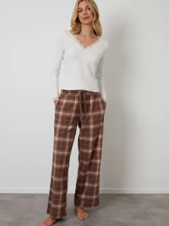 Bruin - Threadbare - Katoenen pyjama met lange mouwen