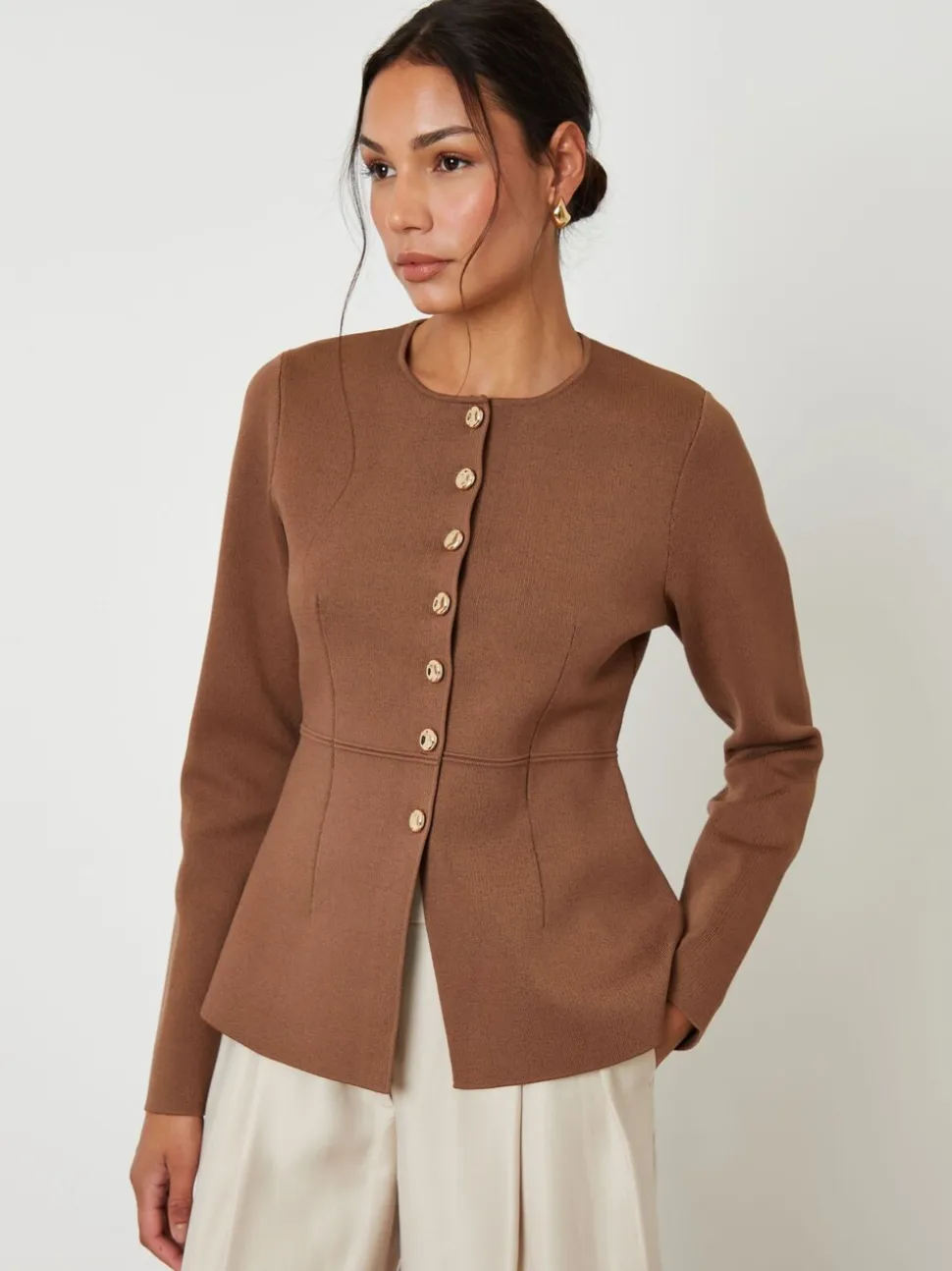 Bruin - Threadbare Cinched Knitted Button Up Cardigan