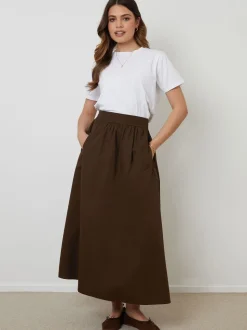 Bruin - Threadbare Midi rok met zakken
