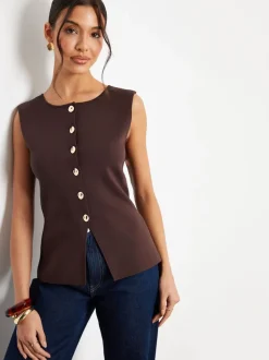 Bruin - Threadbare Ribbed Knitted Waistcoat