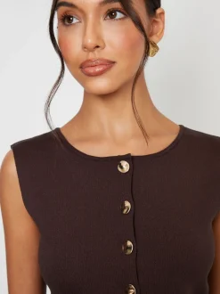 Bruin - Threadbare Ribbed Knitted Waistcoat