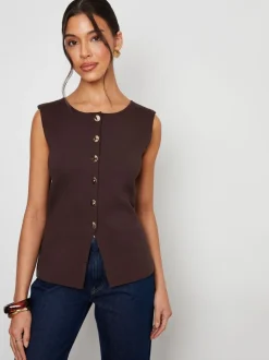 Bruin - Threadbare Ribbed Knitted Waistcoat