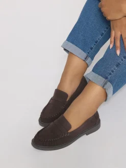 Bruin - Yours Curve Extra-Wide Fit Ruched Loafers