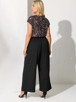 Bruin - Yours Curve London 2-in-1 Jumpsuit met Pailletten