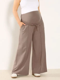 Bruin - Yours Curve Maternity Wide Leg Joggers With Pockets