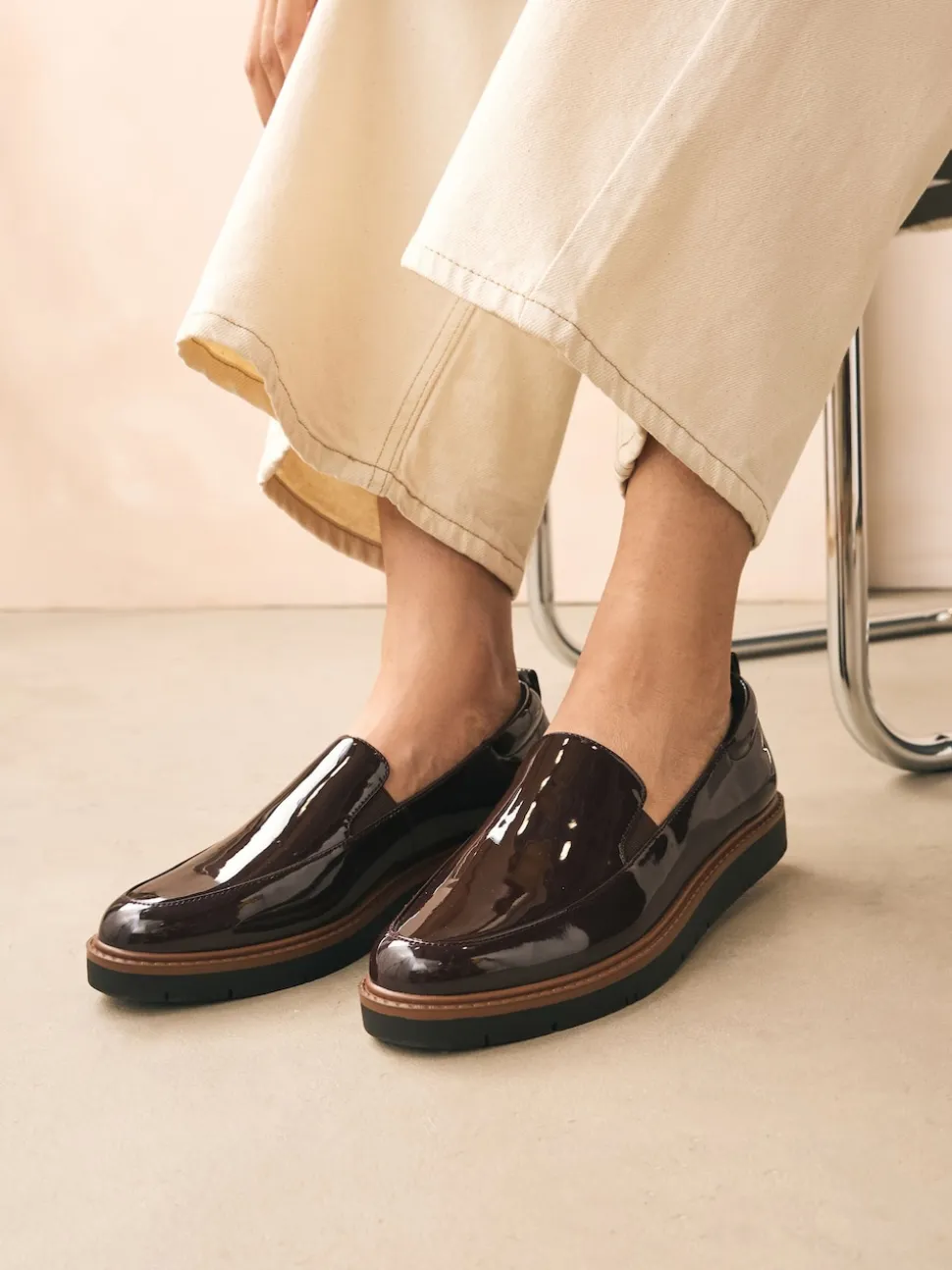 Bruin gepantenteerd - Forever Comfort® Slip On Clean Chunky Sole Loafers