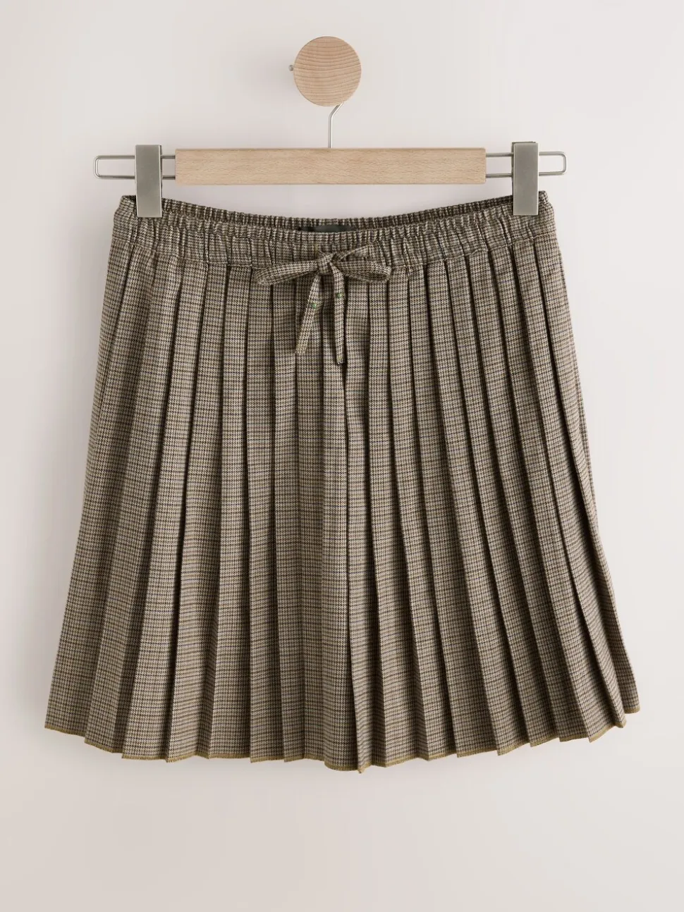 Bruin geruit - Pleated Pull On Mini Skirt