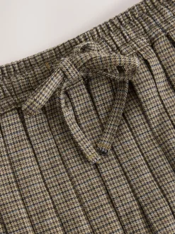 Bruin geruit - Pleated Pull On Mini Skirt