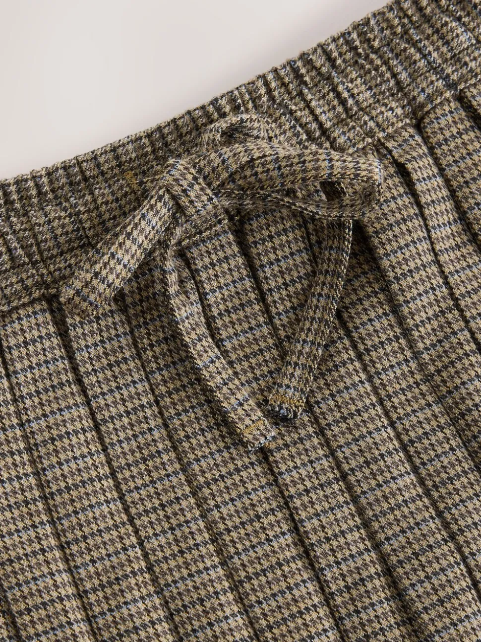 Bruin geruit - Pleated Pull On Mini Skirt