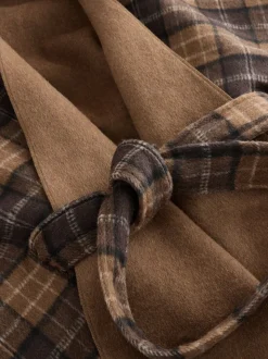 Bruin geruit - Wrap Front Cape Poncho