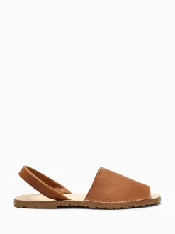 Bruin leer - Leren strandsandalen