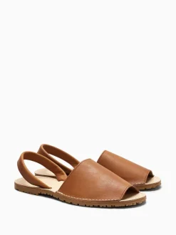 Bruin leer - Leren strandsandalen