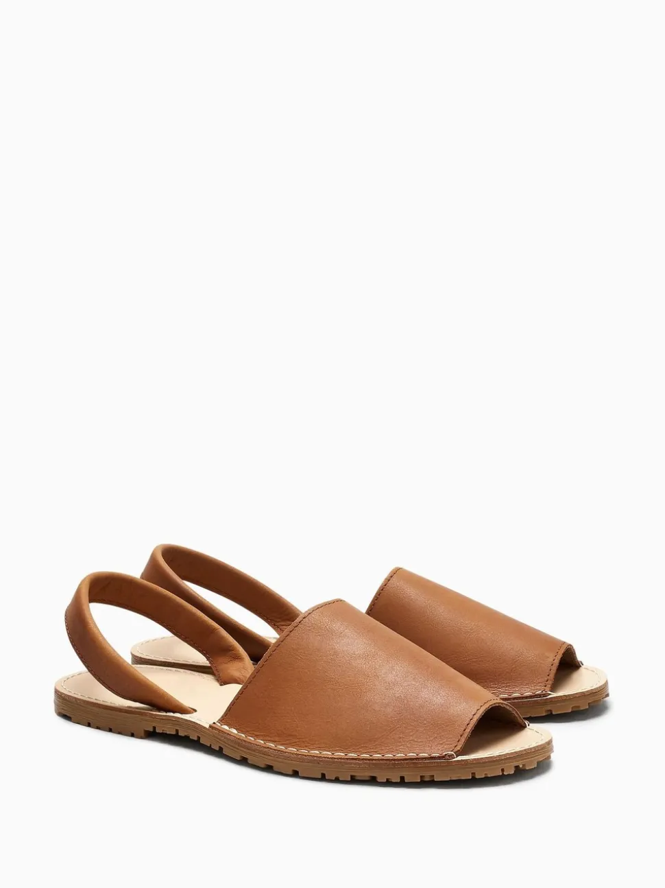 Bruin leer - Leren strandsandalen