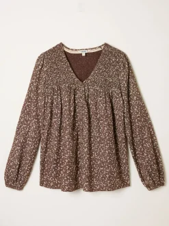Bruin met fijne print - FatFace Blouse