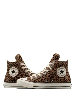 Bruin met luipaardprint - Converse Chuck Taylor Suede All Over High Trainers