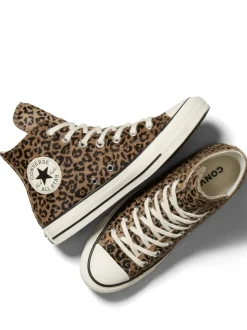 Bruin met luipaardprint - Converse Chuck Taylor Suede All Over High Trainers