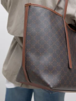 Bruin monogram - Grote schoudertas