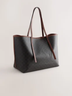 Bruin monogram - Grote schoudertas