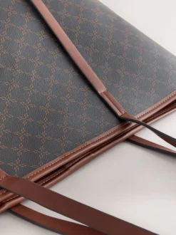 Bruin monogram - Grote schoudertas