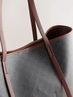 Bruin monogram - Grote schoudertas