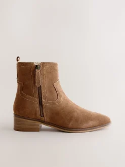 Bruin suède - Forever Comfort® enkellaarzen met rits aan de zijkant