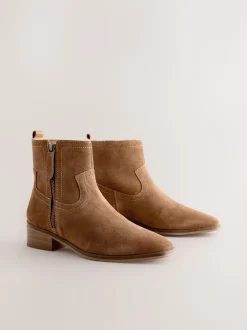 Bruin suède - Forever Comfort® enkellaarzen met rits aan de zijkant