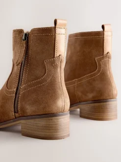 Bruin suède - Forever Comfort® enkellaarzen met rits aan de zijkant